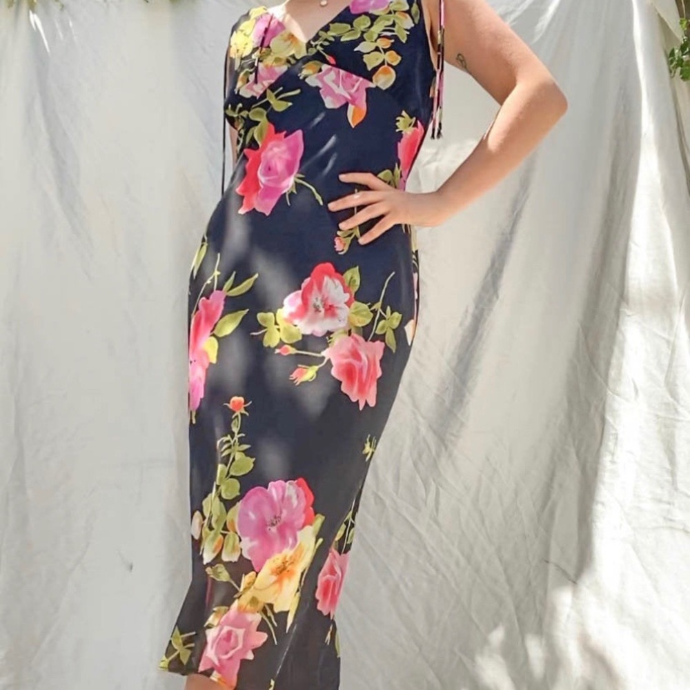 Vintage 90s Floral Dress Maxi Slinky